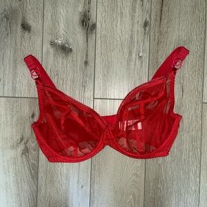 Sheer Red Underwire Bra